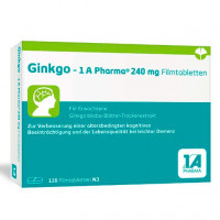 Таблетки с экстрактом листьев гинкго GINKGO-1A Pharma 240 mg Filmtabletten 120 шт 1A Pharma Таблетки с экстрактом листьев гинкго GINKGO-1A Pharma 240 mg Filmtabletten 120 шт 1A Pharma
