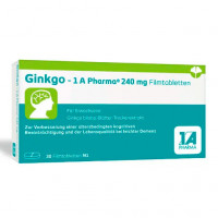 Таблетки с экстрактом листьев гинкго GINKGO-1A Pharma 240 mg Filmtabletten 30 шт 1A Pharma Таблетки с экстрактом листьев гинкго GINKGO-1A Pharma 240 mg Filmtabletten 30 шт 1A Pharma