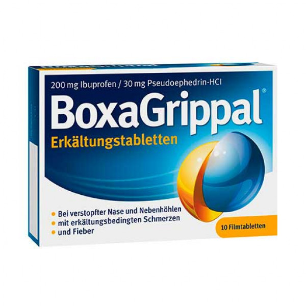 Таблетки от простуды и гриппа BOXAGRIPPAL Erkältungstabletten 200 mg/30 mg FTA 10 шт ANGELINI Pharma Таблетки от простуды и гриппа BOXAGRIPPAL Erkältungstabletten 200 mg/30 mg FTA 10 шт ANGELINI Pharma