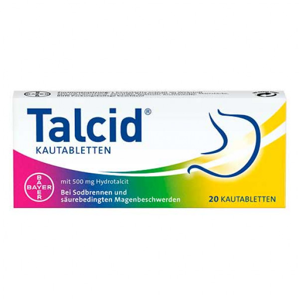 Жевательные таблетки от изжоги TALCID Kautabletten 20 шт Bayer Жевательные таблетки от изжоги TALCID Kautabletten 20 шт Bayer