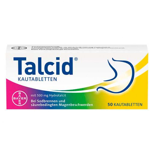 Жевательные таблетки от изжоги TALCID Kautabletten 50 шт Bayer Жевательные таблетки от изжоги TALCID Kautabletten 50 шт Bayer