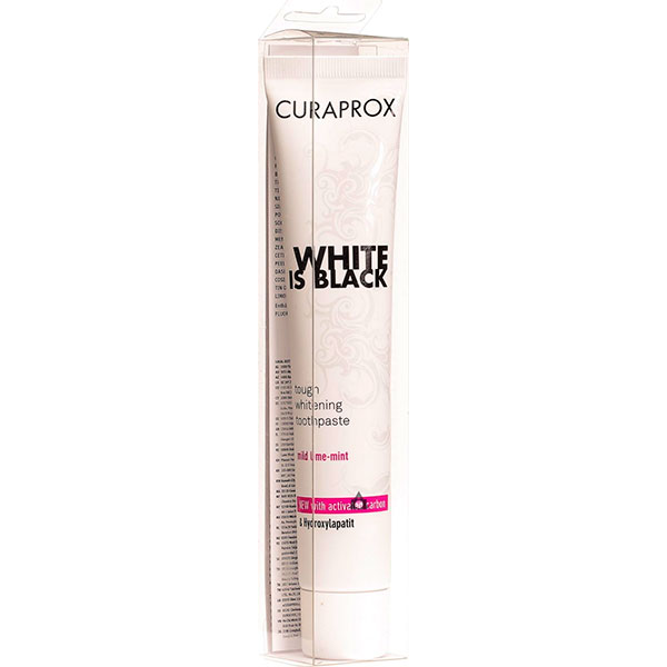 Зубная паста отбеливающая без поврежления эмали CURAPROX White is Black Kohlezahnpasta 90 мл Curaprox Зубная паста отбеливающая без поврежления эмали CURAPROX White is Black Kohlezahnpasta 90 мл Curaprox
