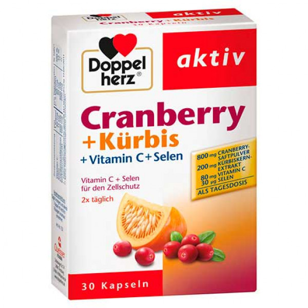 Витамины Клюква + Тыква DOPPELHERZ Cranberry+Kürbis Kapseln 30 шт DoppelHerz Витамины Клюква + Тыква DOPPELHERZ Cranberry+Kürbis Kapseln 30 шт DoppelHerz