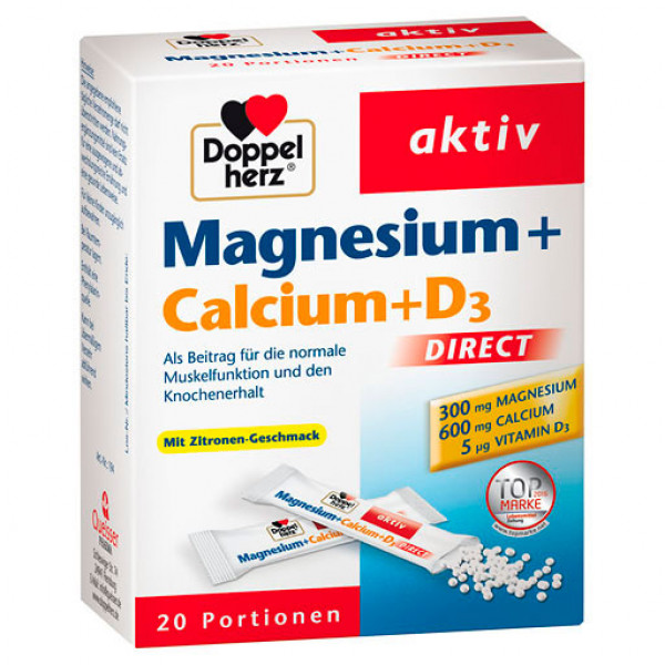 Микрогранулы магний + кальций DoppelHerz Magnesium+Calcium+D3 DIRECT в пакетиках 20 шт DoppelHerz Микрогранулы магний + кальций DoppelHerz Magnesium+Calcium+D3 DIRECT в пакетиках 20 шт DoppelHerz
