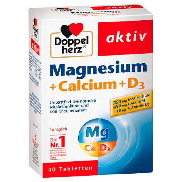 Витамины с магнием кальцием и D3 DOPPELHERZ Magnesium+Calcium+D3 Tabletten 40 шт DoppelHerz Витамины с магнием кальцием и D3 DOPPELHERZ Magnesium+Calcium+D3 Tabletten 40 шт DoppelHerz