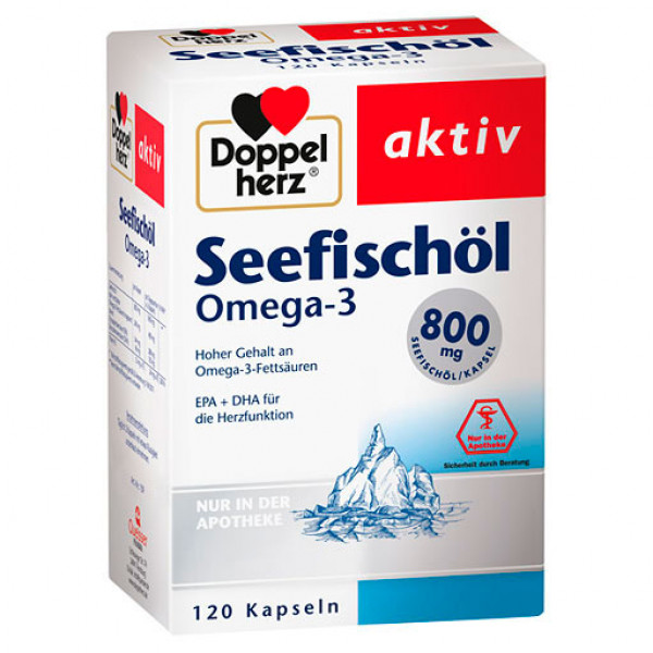 Рыбий жир DoppelHerz Seefischöl Omega-3 800 mg 120 капсул DoppelHerz Рыбий жир DoppelHerz Seefischöl Omega-3 800 mg 120 капсул DoppelHerz