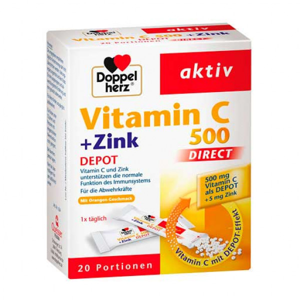 Витамин C с цинком DOPPELHERZ Vitamin C 500+Zink Depot DIRECT Pellets 20 шт DoppelHerz Витамин C с цинком DOPPELHERZ Vitamin C 500+Zink Depot DIRECT Pellets 20 шт DoppelHerz