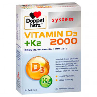 Витамин Д3 DOPPELHERZ Vitamin D3 2000+K2 system Tabletten 60 шт DoppelHerz Витамин Д3 DOPPELHERZ Vitamin D3 2000+K2 system Tabletten 60 шт DoppelHerz