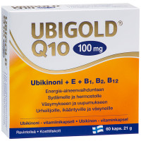 Убихинон и витамины E, B1, B2, B12 Ubigold Q10 100 мг 60 капсул Hankintatukku