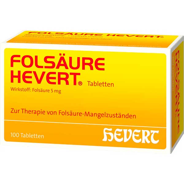 ФОЛИЕВАЯ КИСЛОТА 5 мг FOLSÄURE HEVERT Tabletten 100 шт HEVERT ФОЛИЕВАЯ КИСЛОТА 5 мг FOLSÄURE HEVERT Tabletten 100 шт HEVERT