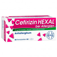 Таблетки от аллергии с цетиризин дигидрохлоридом CETIRIZIN HEXAL Filmtabletten bei Allergien 50 шт HEXAL Таблетки от аллергии с цетиризин дигидрохлоридом CETIRIZIN HEXAL Filmtabletten bei Allergien 50 шт HEXAL