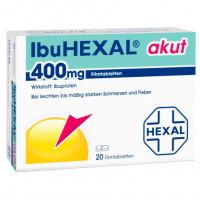 Таблетки жаропонижающие и обезболивающие IBUHEXAL akut 400 Filmtabletten 20 шт HEXAL Таблетки жаропонижающие и обезболивающие IBUHEXAL akut 400 Filmtabletten 20 шт HEXAL