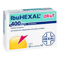 Таблетки жаропонижающие и обезболивающие IBUHEXAL akut 400 Filmtabletten 50 шт HEXAL Таблетки жаропонижающие и обезболивающие IBUHEXAL akut 400 Filmtabletten 50 шт HEXAL