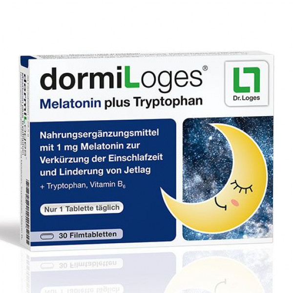 Пищевая добавка с 1 мг мелатонина DORMILOGES Melatonin plus Tryptophan Filmtabletten 30 шт Loges Пищевая добавка с 1 мг мелатонина DORMILOGES Melatonin plus Tryptophan Filmtabletten 30 шт Loges