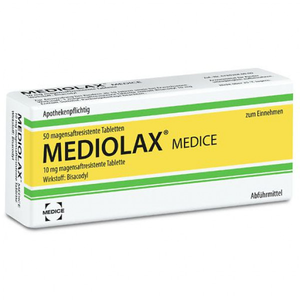 Таблетки при запорах с бисакодилом MEDIOLAX Medice magensaftresistente Tabletten 50 шт MEDICE Таблетки при запорах с бисакодилом MEDIOLAX Medice magensaftresistente Tabletten 50 шт MEDICE
