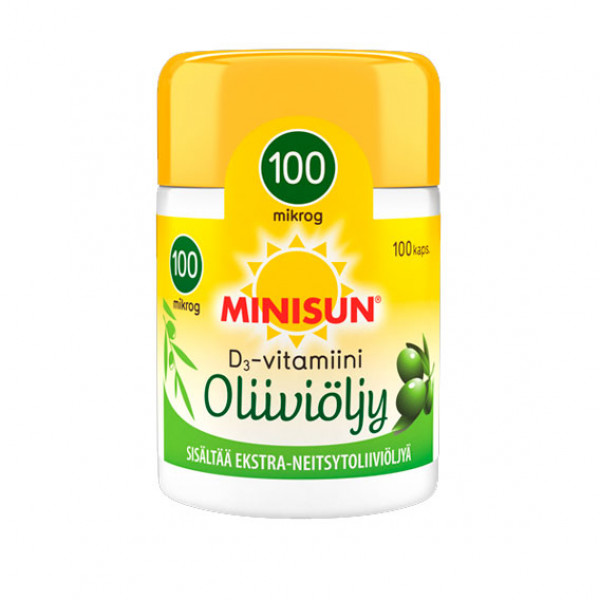 Витамин Д3 в капсулах с оливковым маслом Minisun D3-vitamiini Oliiviöljy 100 µg 100 шт Minisun Витамин Д3 в капсулах с оливковым маслом Minisun D3-vitamiini Oliiviöljy 100 µg 100 шт Minisun