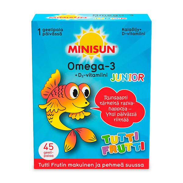 Рыбий жир для детей со вкусом фруктов Minisun Omega-3 Junior Tuttufrutti 45 шт Minisun Рыбий жир для детей со вкусом фруктов Minisun Omega-3 Junior Tuttufrutti 45 шт Minisun