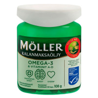Рыбий жир с витаминами А и Д Möller Omega-3 & Vitamiinit A-D 120 капсул Möller