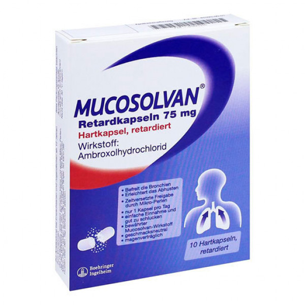Капсулы Лазолван от кашля MUCOSOLVAN Retardkapseln 75 mg 10 шт MUCOSOLVAN Капсулы Лазолван от кашля MUCOSOLVAN Retardkapseln 75 mg 10 шт MUCOSOLVAN