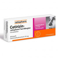 Таблетки от аллергии CETIRIZIN-ratiopharm bei Allergien 10 mg Filmtabl. 7 шт RatioPharm