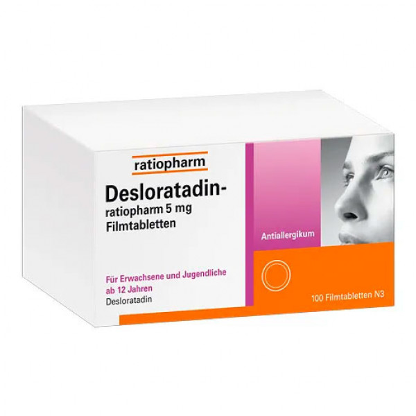 Таблетки от аллергии DESLORATADIN-ratiopharm 5 mg Filmtabletten 100 шт RatioPharm Таблетки от аллергии DESLORATADIN-ratiopharm 5 mg Filmtabletten 100 шт RatioPharm