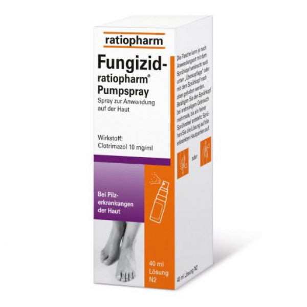 Спрей от грибковых заболеваний кожи FUNGIZID-ratiopharm Pumpspray 40 мл RatioPharm Спрей от грибковых заболеваний кожи FUNGIZID-ratiopharm Pumpspray 40 мл RatioPharm
