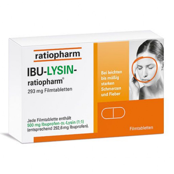 Таблетки от боли IBU-LYSIN-ratiopharm 293 mg Filmtabletten 20 шт RatioPharm Таблетки от боли IBU-LYSIN-ratiopharm 293 mg Filmtabletten 20 шт RatioPharm