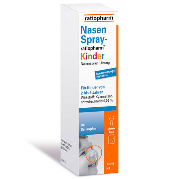 Спрей от насморка для детей NASENSPRAY-ratiopharm Kinder kons. frei 10 мл RatioPharm Спрей от насморка для детей NASENSPRAY-ratiopharm Kinder kons. frei 10 мл RatioPharm
