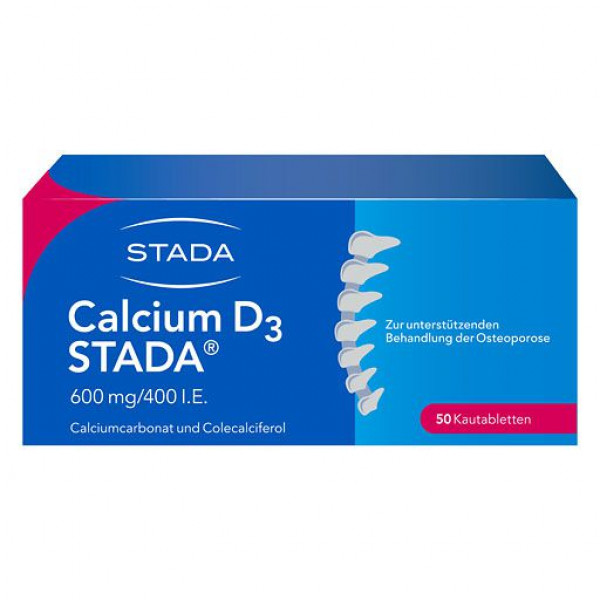 Кальций с витамином Д3 CALCIUM D3 STADA 600 mg/400 I.E. Kautabletten 50 шт Stada Кальций с витамином Д3 CALCIUM D3 STADA 600 mg/400 I.E. Kautabletten 50 шт Stada