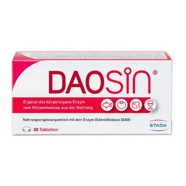 Фермент для расщепления гистамина в кишечнике DAOSIN Tabletten 30 таблеток Stada Фермент для расщепления гистамина в кишечнике DAOSIN Tabletten 30 таблеток Stada