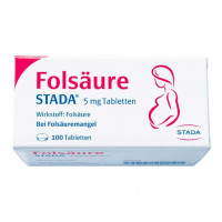Фолиевая кислота для беременных FOLSÄURE STADA 5 mg Tabletten 100 шт Stada Фолиевая кислота для беременных FOLSÄURE STADA 5 mg Tabletten 100 шт Stada