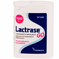 Препарат для расщепления лактозы Lactrase 5000 FCC GO  50 жевательные таблетки Verman