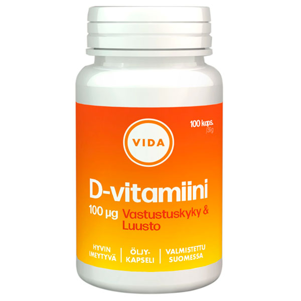 Витамин Д D3-vitamiini 100 мкг 100 капсул Vida Витамин Д D3-vitamiini 100 мкг 100 капсул Vida
