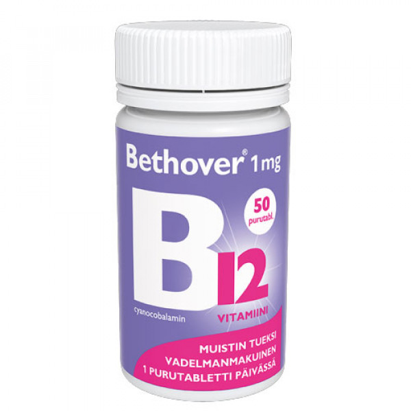 Витамин B12 1 мг 50 таблеток BETHOVER Витамин B12 1 мг 50 таблеток BETHOVER