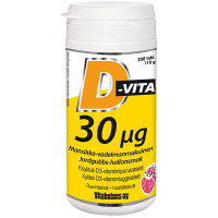 Витамины D-Vita малина клубника 30 µg 200 таблеток Vitabalans