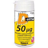 Витамины D-Vita малина клубника 50 µg 200 таблеток Vitabalans
