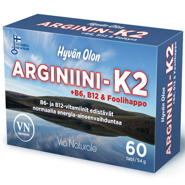 Витамины для сердца Hyvän Olon Arginiini-K2 60 таб. Via Naturale Витамины для сердца Hyvän Olon Arginiini-K2 60 таб. Via Naturale