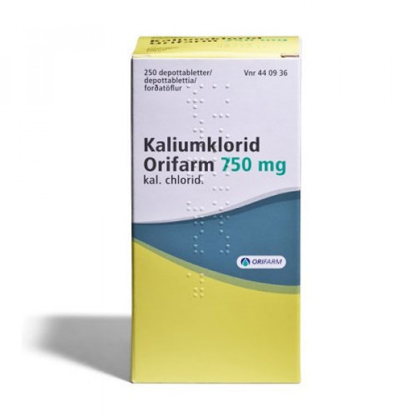 Витамины с калием KALIUMKLORID 750 mg 250 таблеток Orifarm Витамины с калием KALIUMKLORID 750 mg 250 таблеток Orifarm