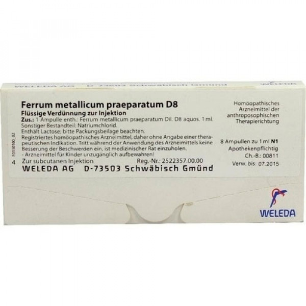 Гомеопатические капли с железом FERRUM METALLICUM PRAEPARATUM D 8 Ampullen 8X1 мл Weleda Гомеопатические капли с железом FERRUM METALLICUM PRAEPARATUM D 8 Ampullen 8X1 мл Weleda