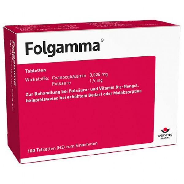 Фольгамма для лечения дефицита фолиевой кислоты и витамина В12 FOLGAMMA Tabletten 100 шт Worwag Фольгамма для лечения дефицита фолиевой кислоты и витамина В12 FOLGAMMA Tabletten 100 шт Worwag