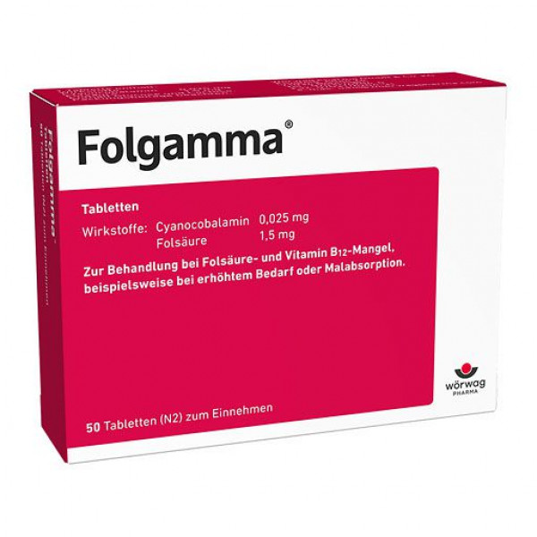 Фольгамма для лечения дефицита фолиевой кислоты и витамина В12 FOLGAMMA Tabletten 50 шт Worwag Фольгамма для лечения дефицита фолиевой кислоты и витамина В12 FOLGAMMA Tabletten 50 шт Worwag