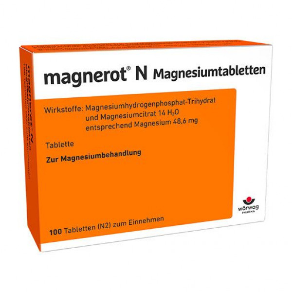 Таблетки для пополнения запасов магния MAGNEROT N Magnesiumtabletten 100 шт Worwag Таблетки для пополнения запасов магния MAGNEROT N Magnesiumtabletten 100 шт Worwag
