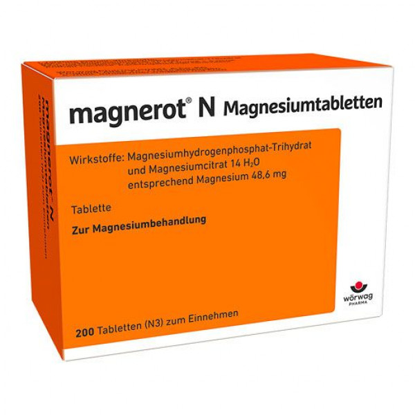 Таблетки для пополнения запасов магния MAGNEROT N Magnesiumtabletten 200 шт Worwag Таблетки для пополнения запасов магния MAGNEROT N Magnesiumtabletten 200 шт Worwag