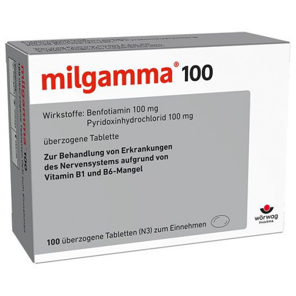 Для нервной системы витаминов В1 и В6 MILGAMMA 100 mg überzogene Tabletten 100 шт Worwag Для нервной системы витаминов В1 и В6 MILGAMMA 100 mg überzogene Tabletten 100 шт Worwag