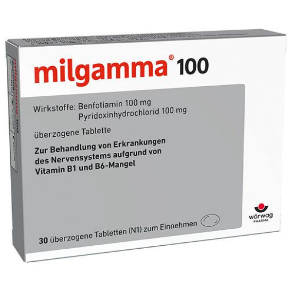 Для нервной системы витаминов В1 и В6 MILGAMMA 100 mg überzogene Tabletten 30 шт Worwag Для нервной системы витаминов В1 и В6 MILGAMMA 100 mg überzogene Tabletten 30 шт Worwag