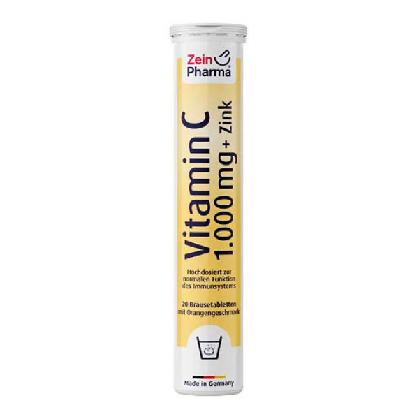 Шипучие таблетки VITAMIN C 1000 mg+Zink Brausetabletten 20 шт Zein Pharma Шипучие таблетки VITAMIN C 1000 mg+Zink Brausetabletten 20 шт Zein Pharma